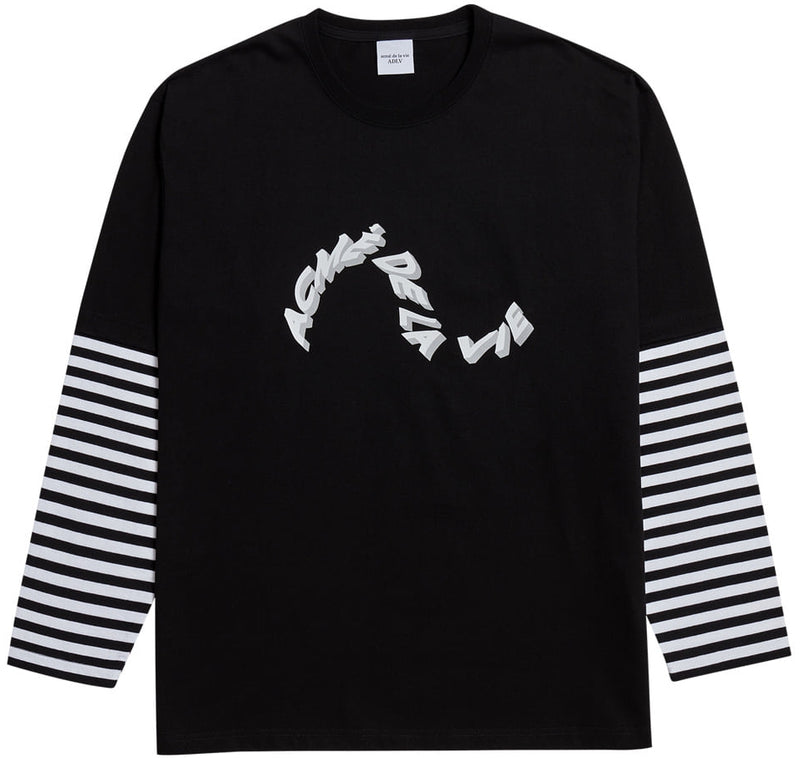 アクメドラビ(acme' de la vie) ADLV STRIPE LAYERED LONG SLEEVE T-SHIRT BLACK