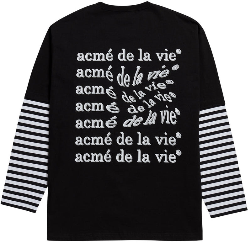 アクメドラビ(acme' de la vie) ADLV STRIPE LAYERED LONG SLEEVE T-SHIRT BLACK