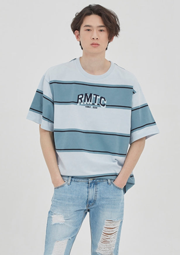 ロマンティッククラウン(ROMANTIC CROWN) RMTC STRIPED TEE_SKY BLUE
