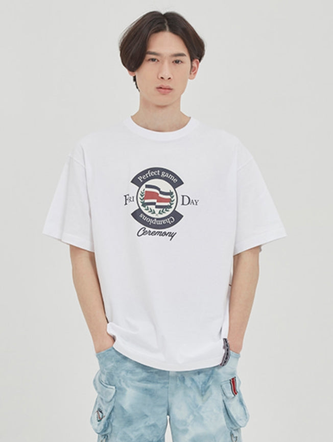 ロマンティッククラウン(ROMANTIC CROWN) PERFECT GAME LOGO TEE_WHITE