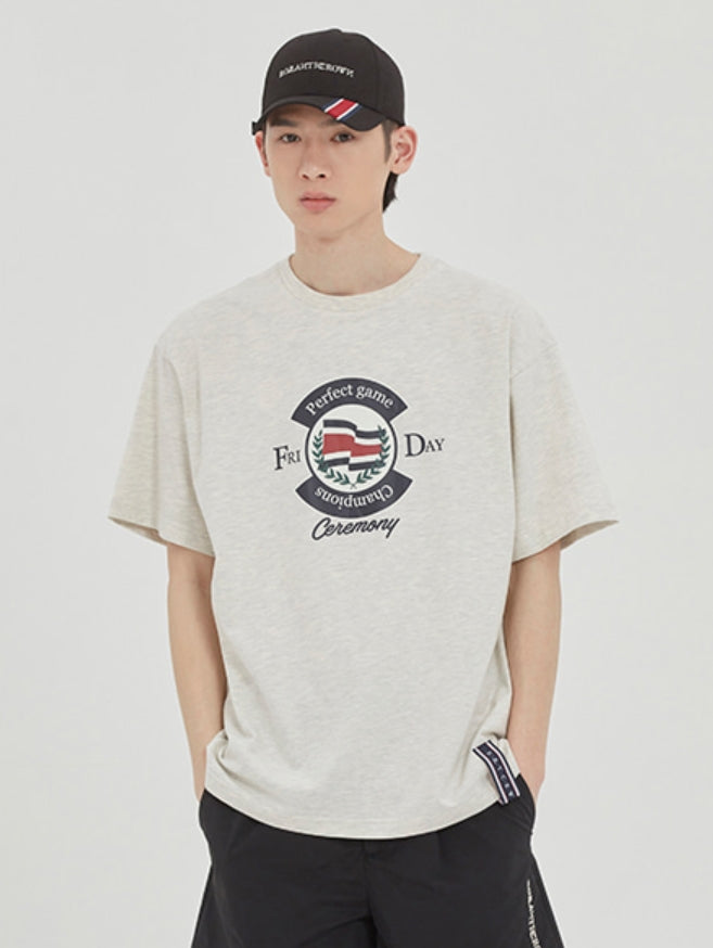 ロマンティッククラウン(ROMANTIC CROWN) PERFECT GAME LOGO TEE_MELANGE IVORY
