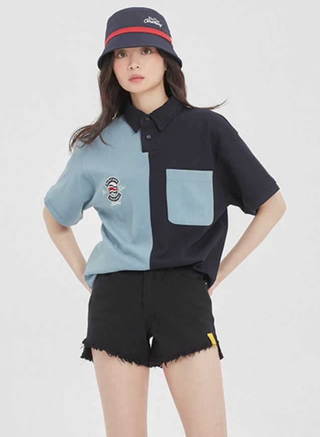 ロマンティッククラウン(ROMANTIC CROWN) PERFECT GAME HALF POLO SHIRT_NAVY