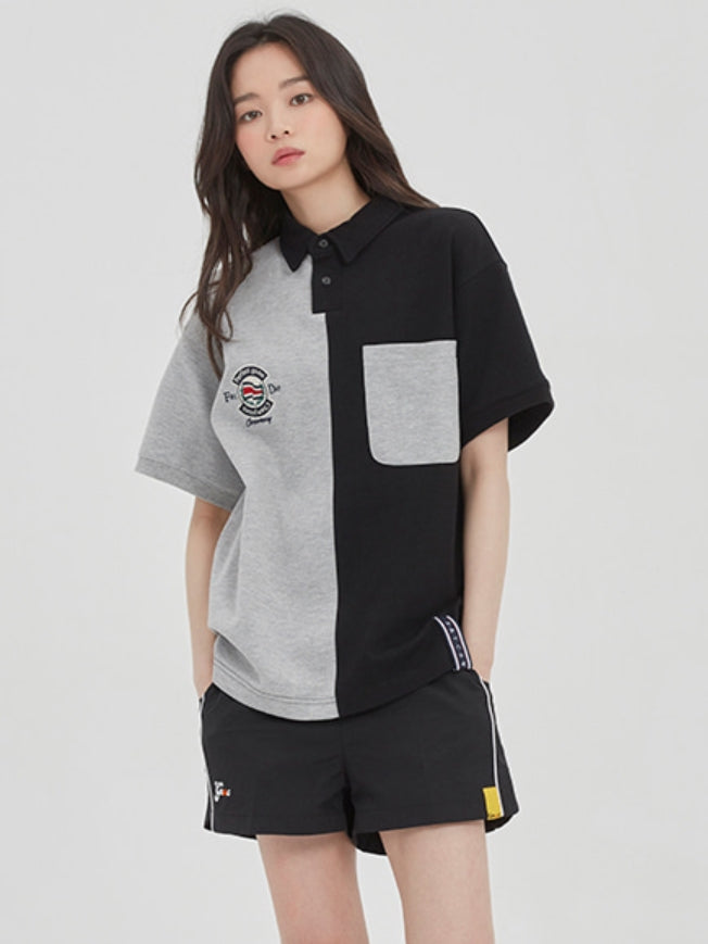 ロマンティッククラウン(ROMANTIC CROWN) PERFECT GAME HALF POLO SHIRT_BLACK