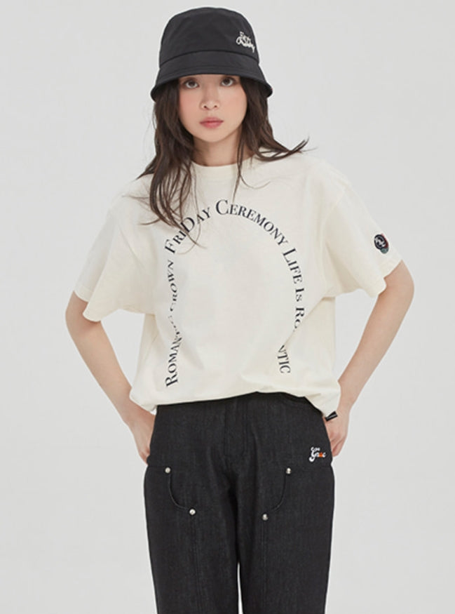 ロマンティッククラウン(ROMANTIC CROWN) ARCH LOGO TEE_OATMEAL