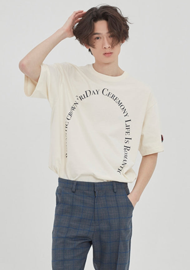 ロマンティッククラウン(ROMANTIC CROWN) ARCH LOGO TEE_OATMEAL