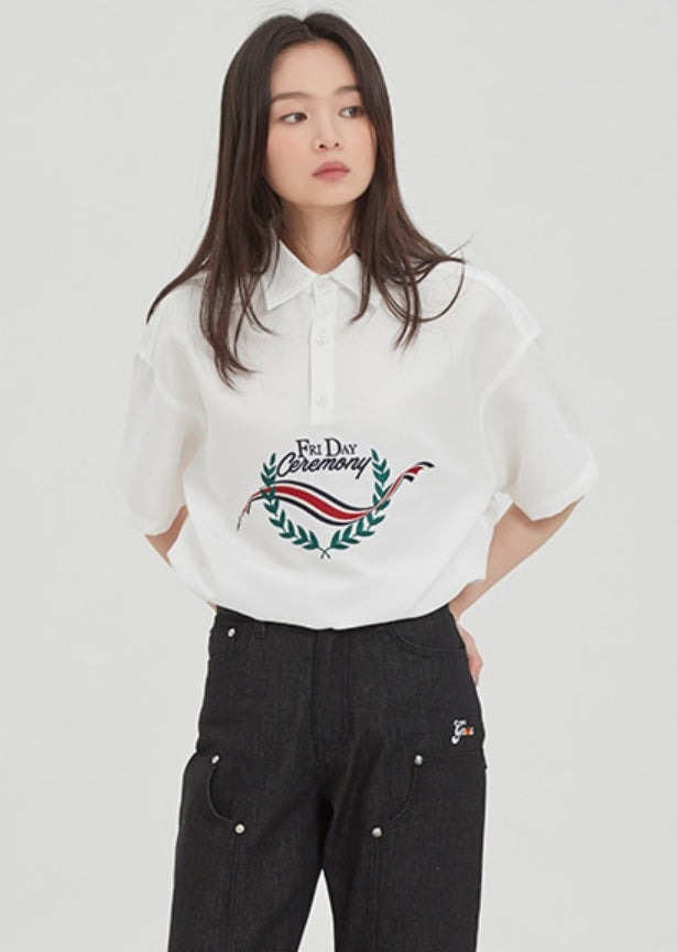 ロマンティッククラウン(ROMANTIC CROWN) FRIDAY HALF ANORAK SHIRT_WHITE