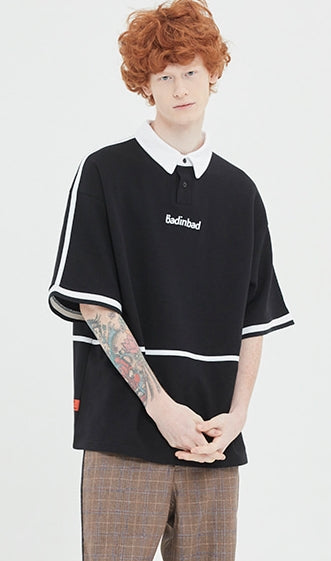 ベドインベド(BADINBAD) BINDING COLLAR POLO TEE_BLACK
