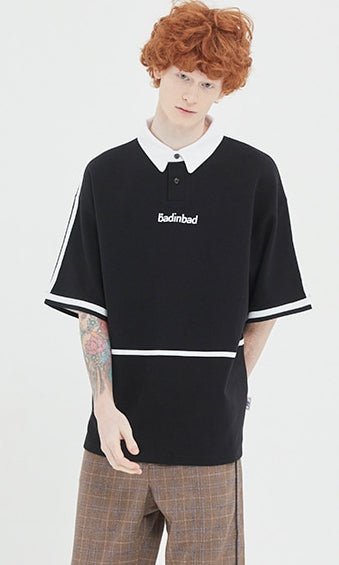 ベドインベド(BADINBAD) BINDING COLLAR POLO TEE_BLACK