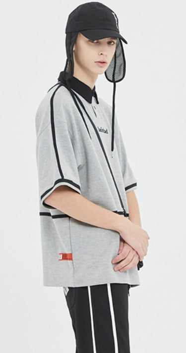 ベドインベド(BADINBAD) BINDING COLLAR POLO TEE_GREY