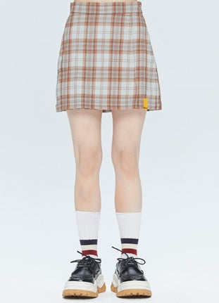 ロマンティッククラウン(ROMANTIC CROWN)   GNAC CHECK WRAP SKIRT_BROWN