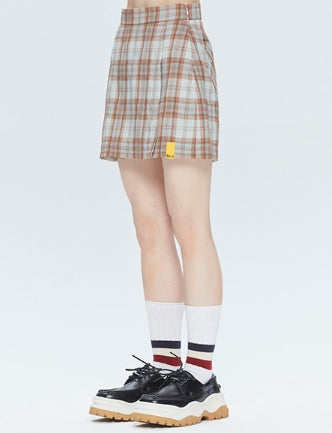 ロマンティッククラウン(ROMANTIC CROWN)   GNAC CHECK WRAP SKIRT_BROWN