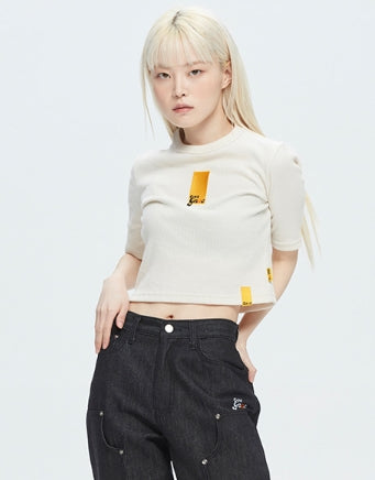 ロマンティッククラウン(ROMANTIC CROWN) GNAC ROLLING LOGO KNIT TEE_OATMEAL