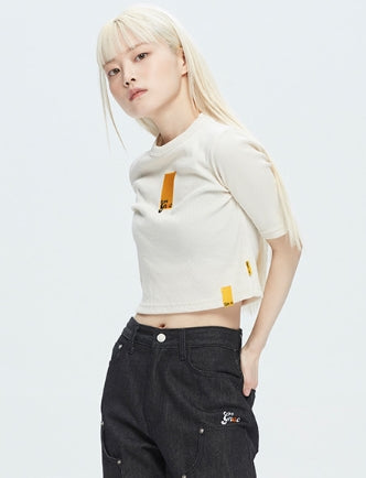 ロマンティッククラウン(ROMANTIC CROWN) GNAC ROLLING LOGO KNIT TEE_OATMEAL