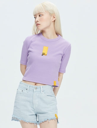 ロマンティッククラウン(ROMANTIC CROWN) GNAC ROLLING LOGO KNIT TEE_PURPLE