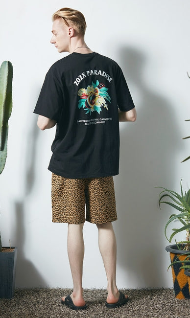 セイントペイン(SAINTPAIN) SP LEOPARD SHORT PANTS-BROWN