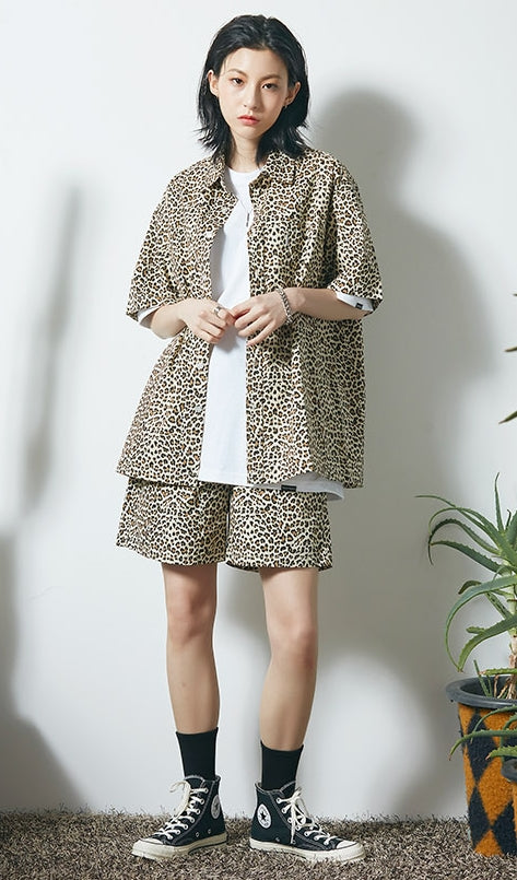 セイントペイン(SAINTPAIN) SP LEOPARD SHORT PANTS-IVORY