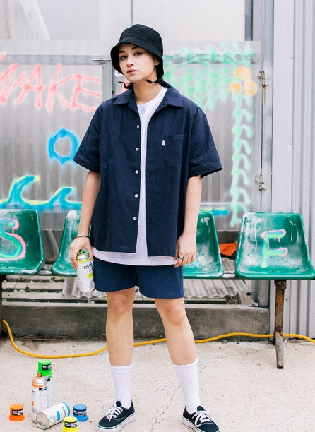 セイントペイン(SAINTPAIN) SP LINEN BASIC SHORT PANTS-NAVY