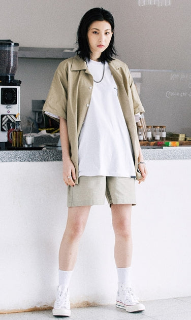 セイントペイン(SAINTPAIN) SP LINEN OPEN COLLAR SHIRTS-BEIGE
