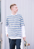 セイントペイン(SAINTPAIN) SP DOUBLE STRIPE TEE-BLUE