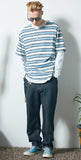 セイントペイン(SAINTPAIN) SP DOUBLE STRIPE TEE-BLUE