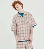 ベドインベド(BADINBAD) SQUARE CHECK HALF SHIRT_OATMEAL