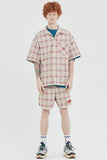 ベドインベド(BADINBAD) SQUARE CHECK HALF SHIRT_OATMEAL