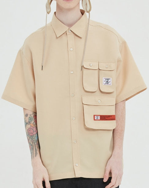 ベドインベド(BADINBAD) MULTI POCKET HALF SHIRT_BEIGE