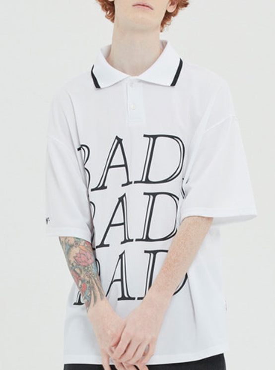 ベドインベド(BADINBAD) SERIF FONT HALF POLO_WHITE