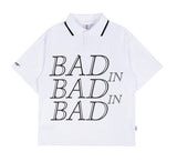 ベドインベド(BADINBAD) SERIF FONT HALF POLO_WHITE