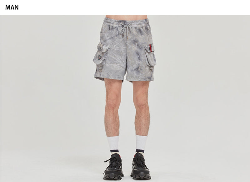 ロマンティッククラウン(ROMANTIC CROWN) FRIDAY TIE DYE SHORTS_GREY
