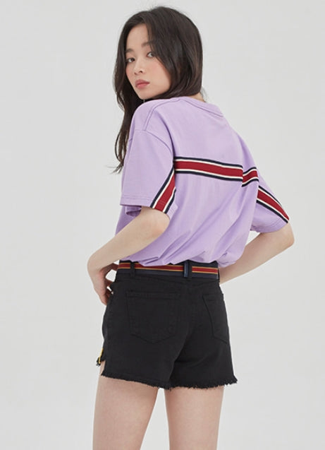 ロマンティッククラウン(ROMANTIC CROWN) FRIDAY BACK LINE TEE_PURPLE