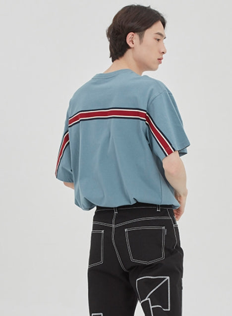 ロマンティッククラウン(ROMANTIC CROWN) FRIDAY BACK LINE TEE_LIGHT BLUE