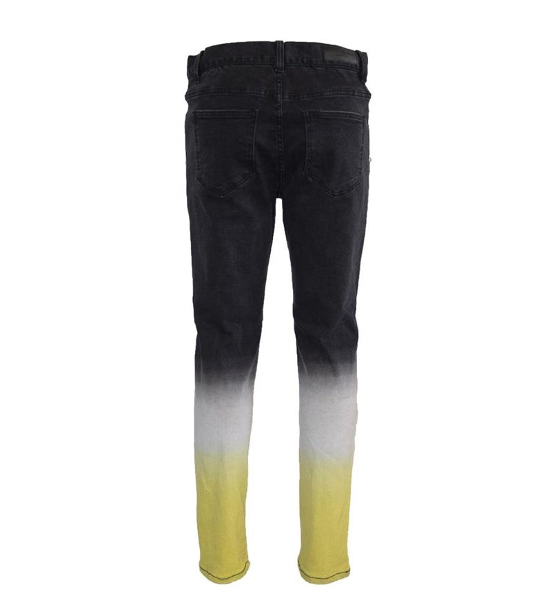 HOMME PLUS FAMME (オムファム)    OMBRE LOGO DENIM BLACK YELLOW