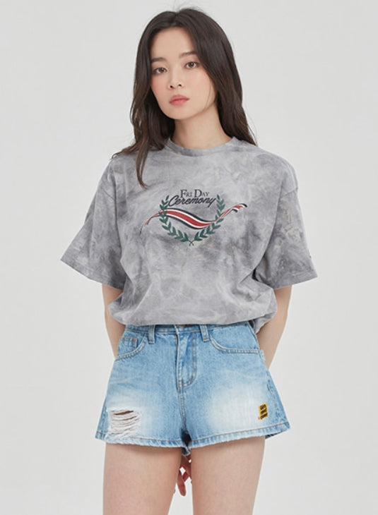 ロマンティッククラウン(ROMANTIC CROWN) FRIDAY TIE DYE TEE_GREY