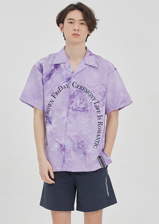 ロマンティッククラウン(ROMANTIC CROWN) ARCH LOGO TIE DYE SHIRT_PURPLE