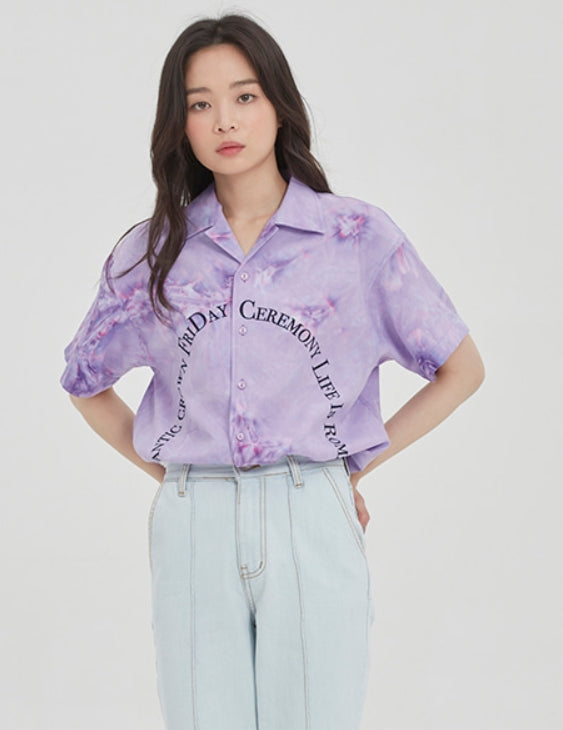 ロマンティッククラウン(ROMANTIC CROWN) ARCH LOGO TIE DYE SHIRT_PURPLE