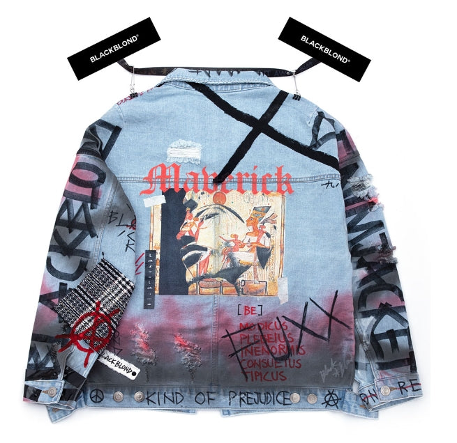 ブラックブロンド(BLACKBLOND) BBD Maverick Graffiti Denim Jacket (Light Blue)