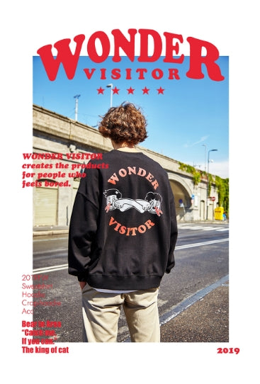 ワンダービジター(WONDER VISITOR) Happy cross punch Sweatshirt-Black