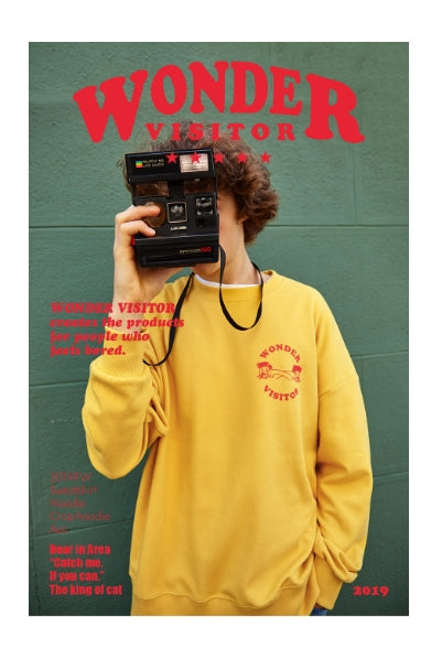 ワンダービジター(WONDER VISITOR) Happy cross punch Sweatshirt-Mustard