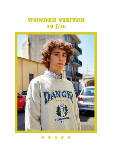 ワンダービジター(WONDER VISITOR) Danger bear vintage print Sweatshirt