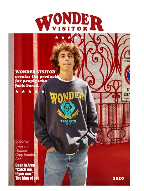 ワンダービジター(WONDER VISITOR) Gorilla vintage print Sweatshirt