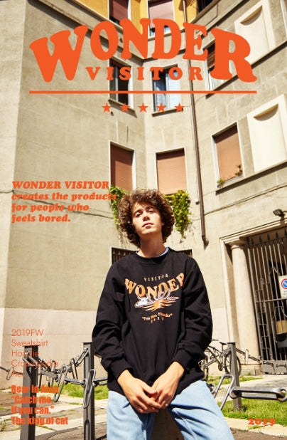 ワンダービジター(WONDER VISITOR) Fine skull vintage print Sweatshirt