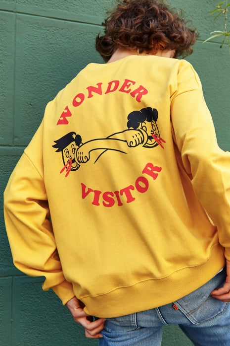 ワンダービジター(WONDER VISITOR) Happy cross punch Sweatshirt-Mustard