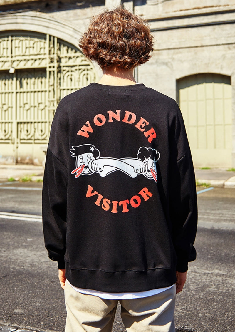 ワンダービジター(WONDER VISITOR) Happy cross punch Sweatshirt-Black