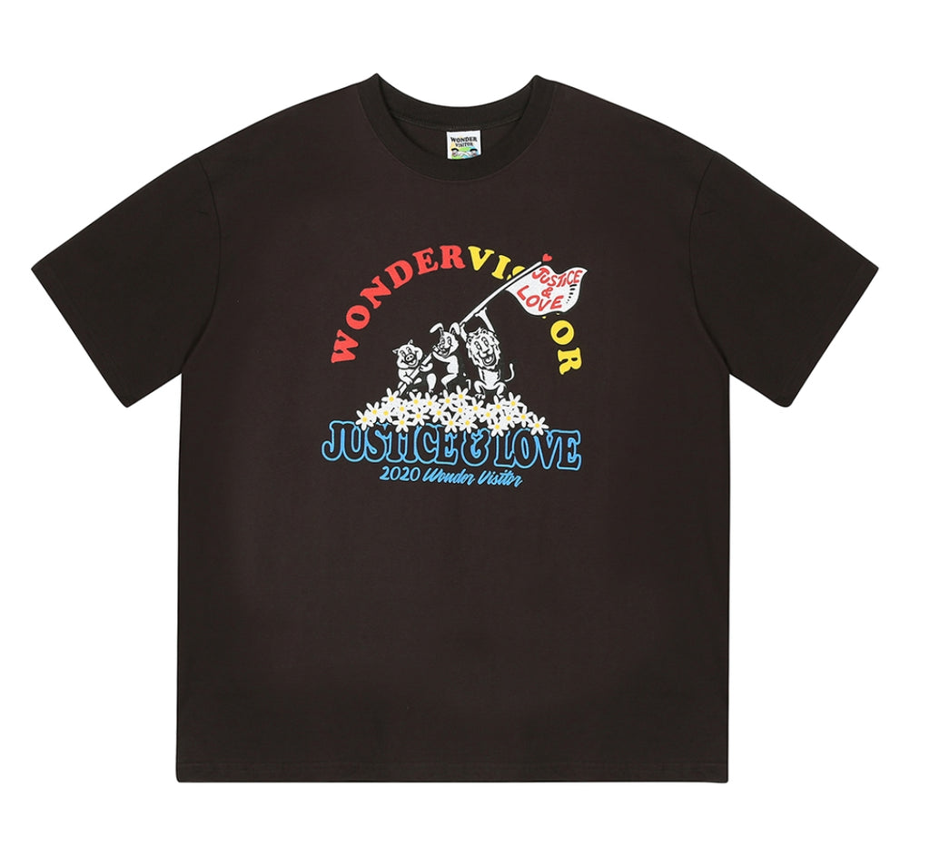 ワンダービジター(WONDER VISITOR) Justice & love T-shirt