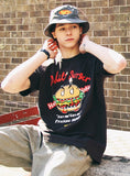 ワンダービジター(WONDER VISITOR) Devil burger vintage print T-shirt