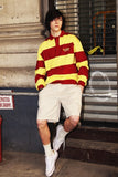 ワンダービジター(WONDER VISITOR)  Logo striped polo [Red/Yellow]