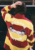 ワンダービジター(WONDER VISITOR)  Logo striped polo [Red/Yellow]