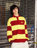 ワンダービジター(WONDER VISITOR)  Logo striped polo [Red/Yellow]