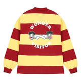 ワンダービジター(WONDER VISITOR)  Logo striped polo [Red/Yellow]